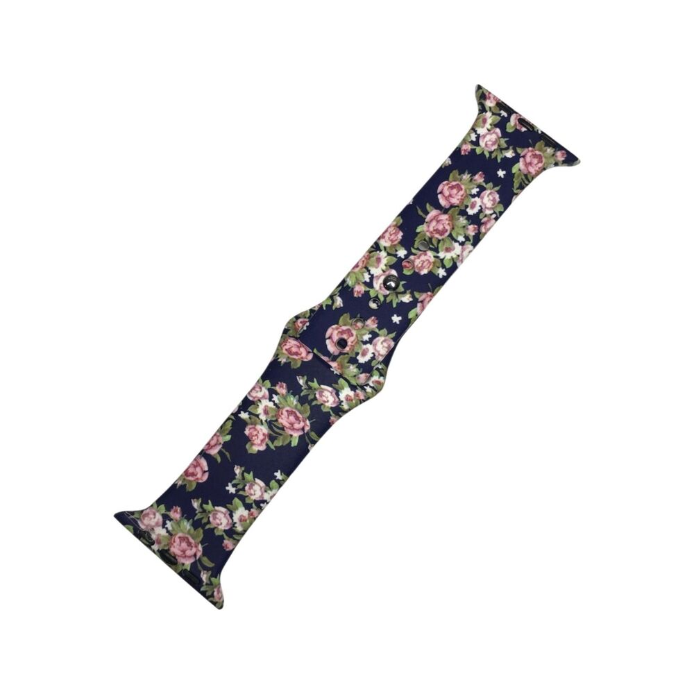 Navy Blue Pink Rose Floral Band - 42mm 44mm Small Medium